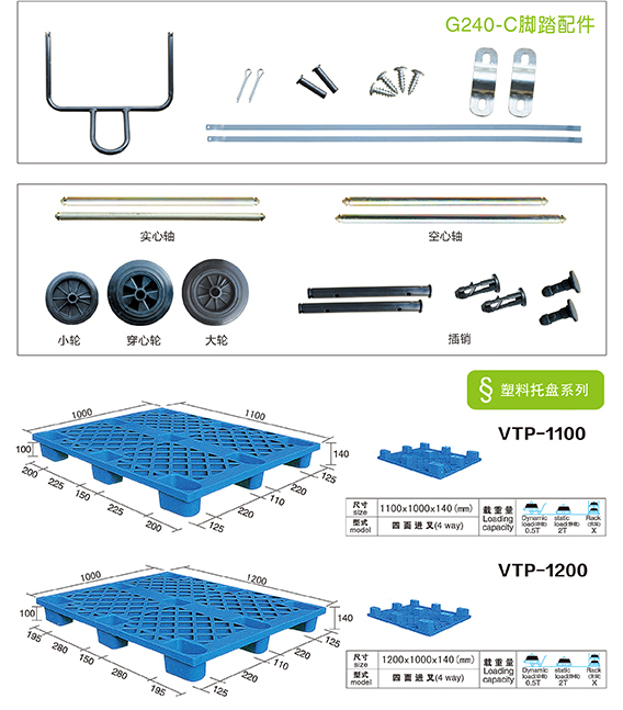 G240-C Plastic pallet for pedal accessories VTP-1100 VTP-1200